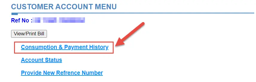 Check payment history section